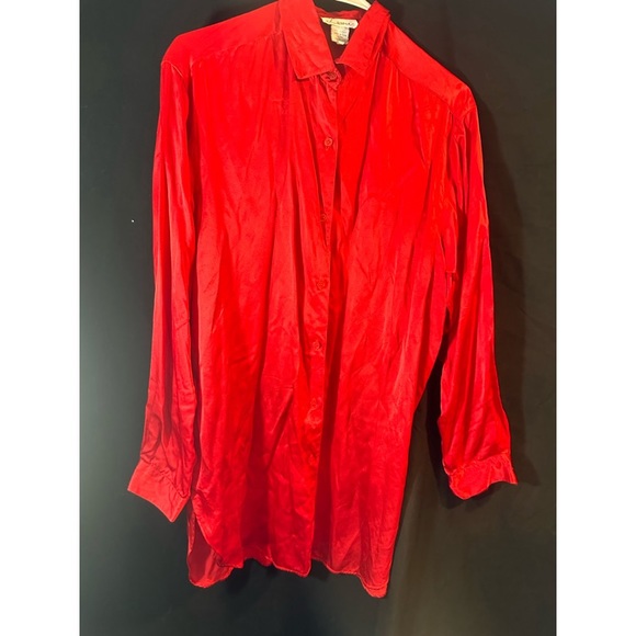 Lassie Silk Red Women’s Long Sleeved Button Down Dress Shirt - Picture 11 of 16